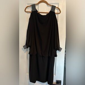 Betsy & Adam Black Embellished Cold Shoulder Dress Size 16W